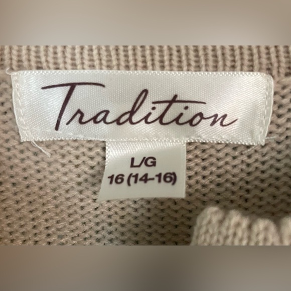 Vintage Tradition  Ivory women Beaded Cardigan Gold Button Up Sweater Sz Large - Picture 12 of 12